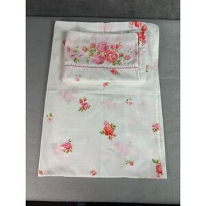 Vintage Lot of 2 Fashion Manor Pink Rose Print Pillowcases 30" x 20" ~NWOT~